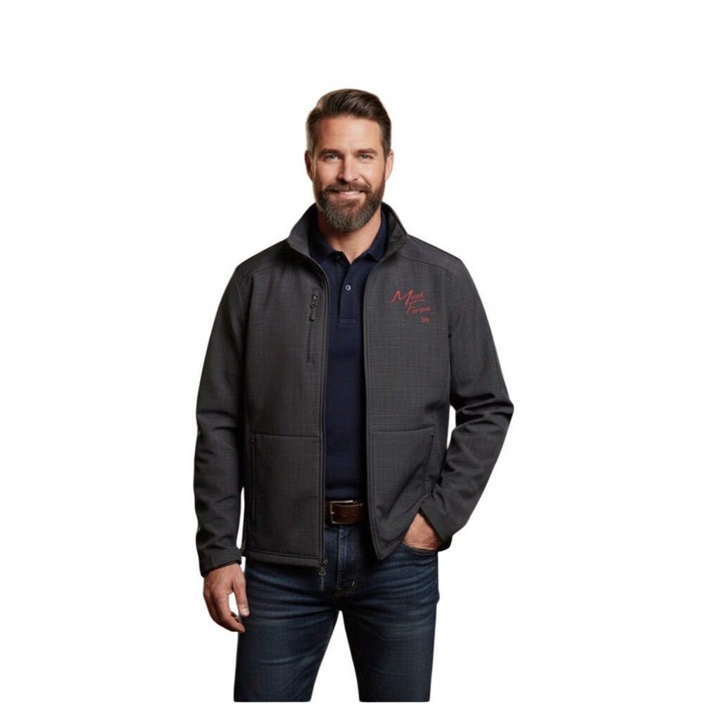 Eddie Bauer Soft Shell Jacket Mens  Gray Shaded Crosshatch Embroidered Sz M